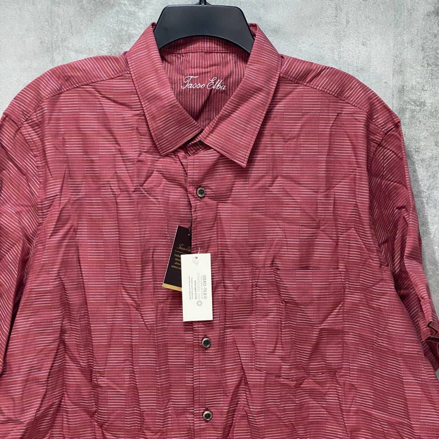 TASSO ELBA Coral Combo Textured Short Sleeve Shirt SZ 2XL