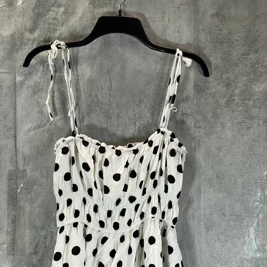 LINE AND DOT Women's White/Black Dot Sunday Polka Dot Midi Dress SZ S