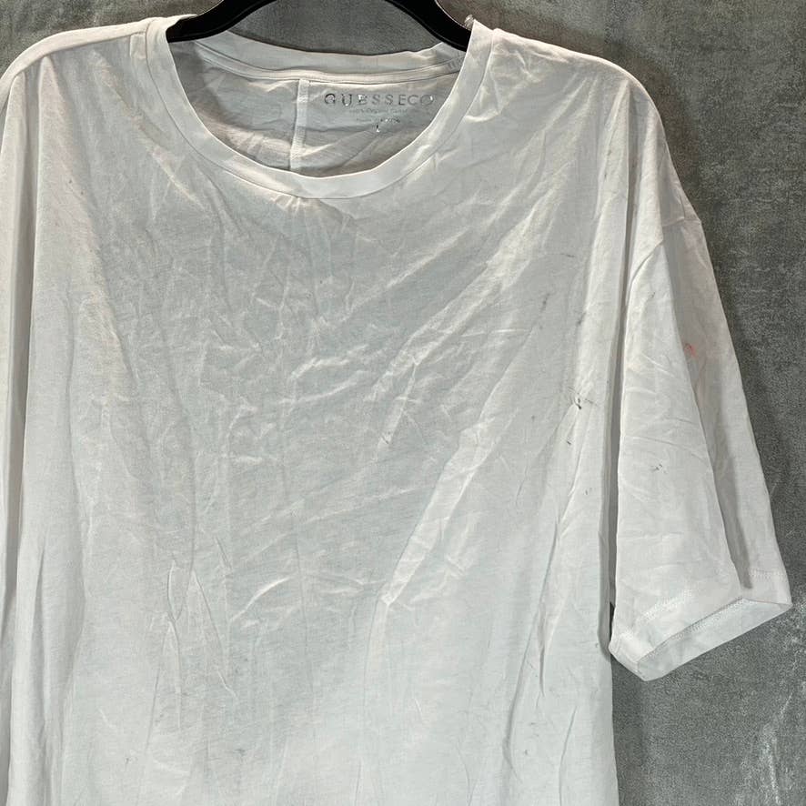 GUESS Women's White Open-Back Tie Detail Crewneck Short-Sleeve T-Shirt SZ L