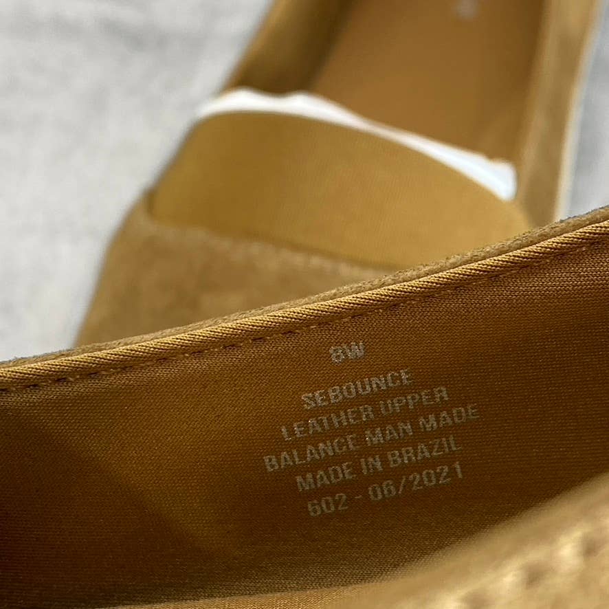 EASY SPIRIT Women's Wide Width Camel Leather Bounce Slip-On Flats SZ 8W