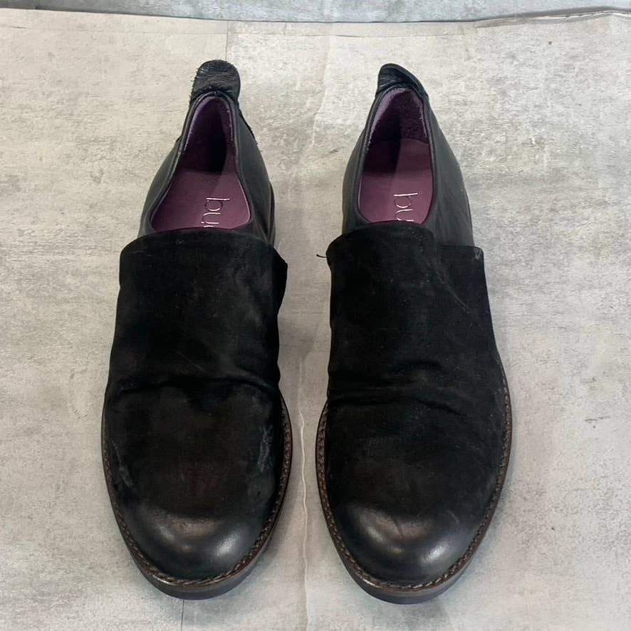 BUENO Women's Black Nubuck Passion Block Heel Slip-On Loafers SZ 8.5