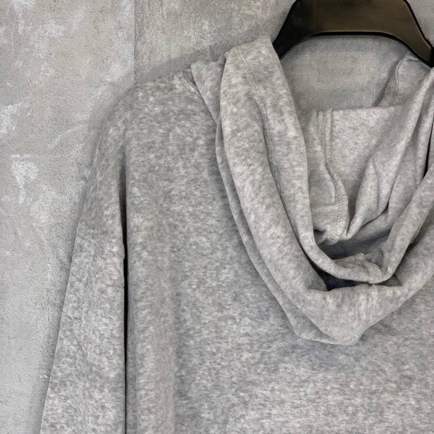 TREASURE & BOND Women's Grey Light Heather Velour Treatment Pullover Hoodie SZ M