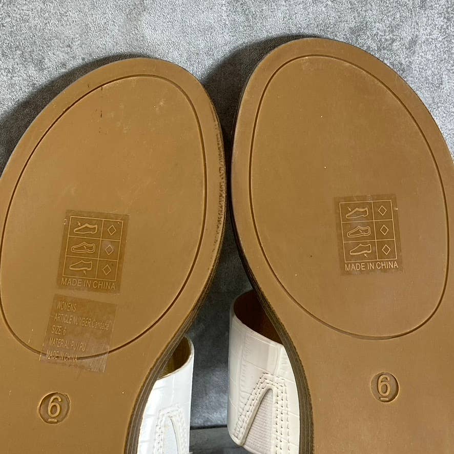 GC SHOES Women’s White Candace Memory Foam Thong Slip-On Flat Sandals SZ 6