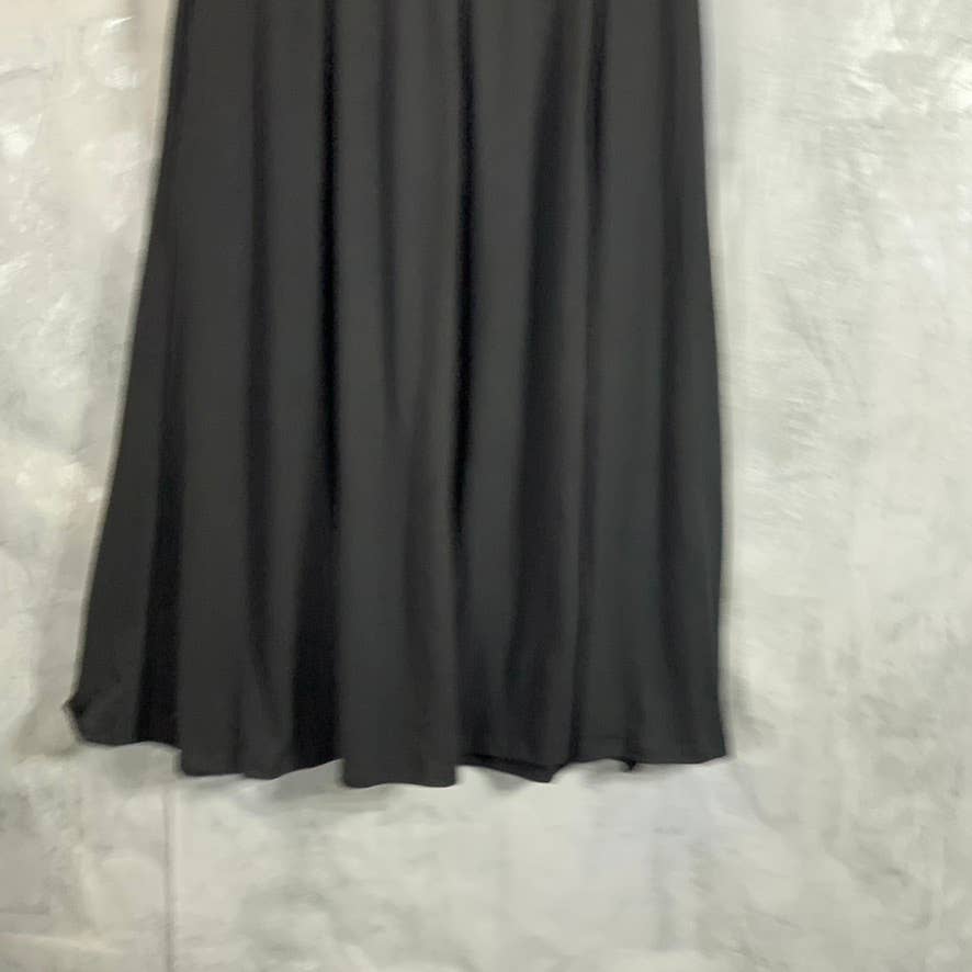 24SEVEN COMFORT APPAREL Women's Black Short Sleeve Pocket Detail Midi Dress SZ M