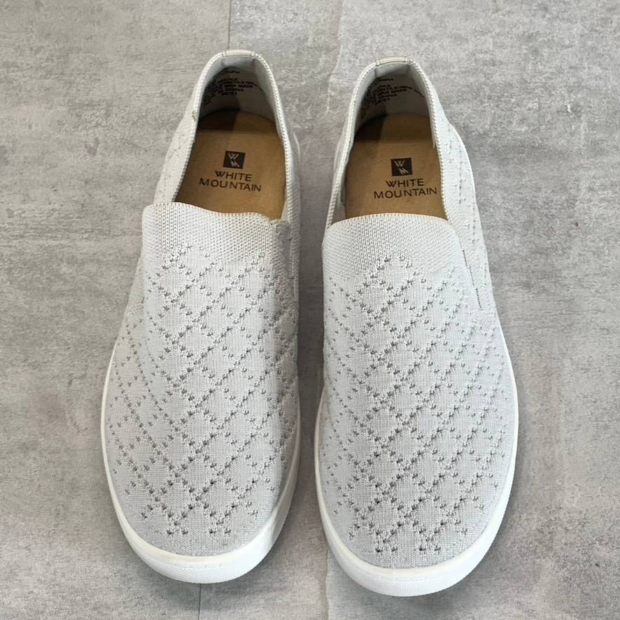 WHITE MOUNTAIN Women's Light Grey Fabric Quilted Utopia Slip-On Sneakers SZ 7.5