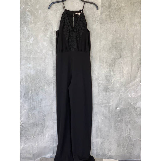 WAYF Solid Black Posie Lace-Up Sleeveless Pant Jumpsuit SZ S
