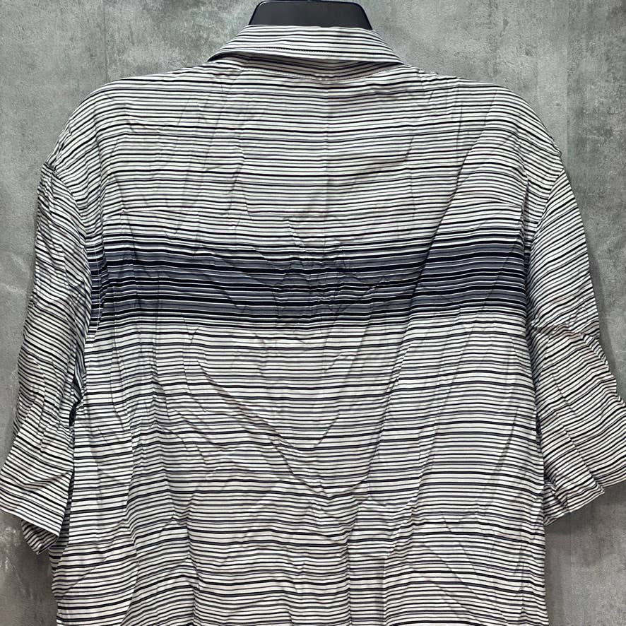 ALFANI Grey Gradient Stripe Short Sleeve Shirt SZ 2XL