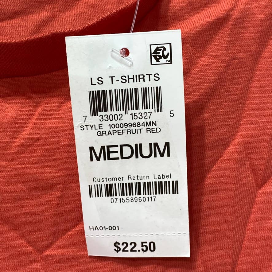 CLUB ROOM Grapefruit Red Long Sleeve Solid Crewneck Shirt SZ M