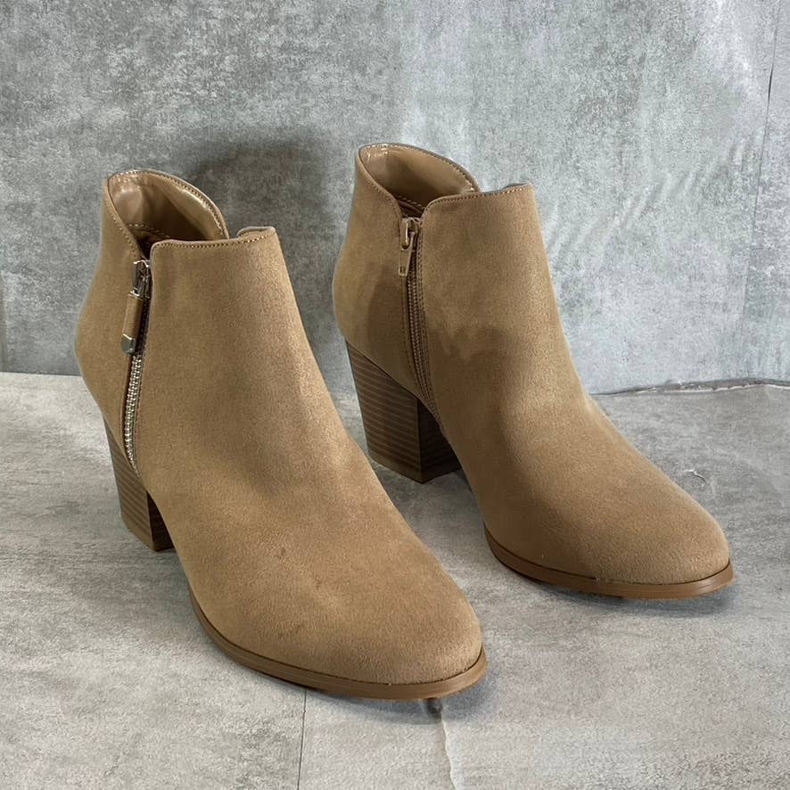 STYLE & CO Women's Taupe Masrinaa Almond-Toe Slip-On Block-Heel Ankle Booties