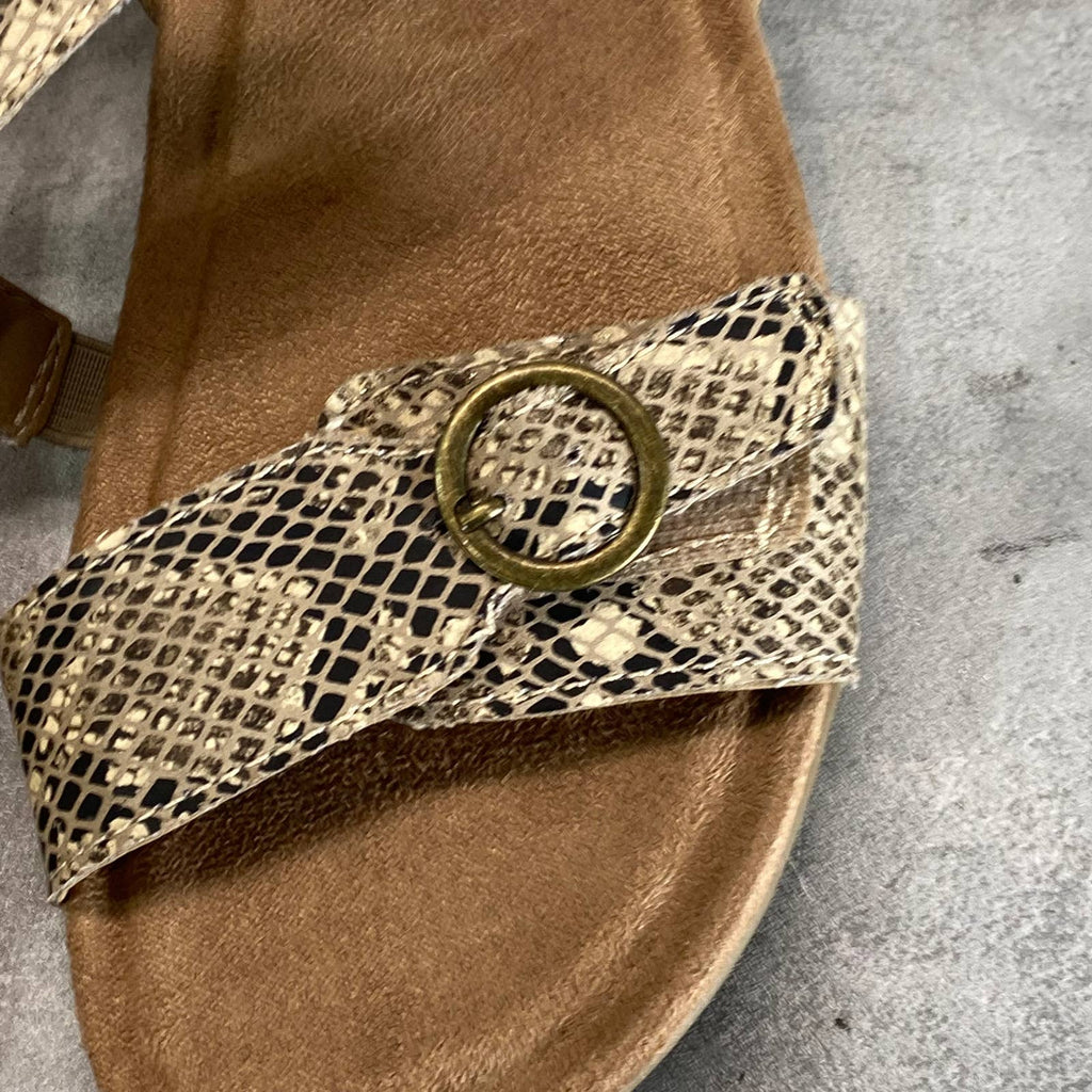 EARTH ORIGINS Women's Taupe Multi Snake Embossed Beck Casual Sandals SZ 11