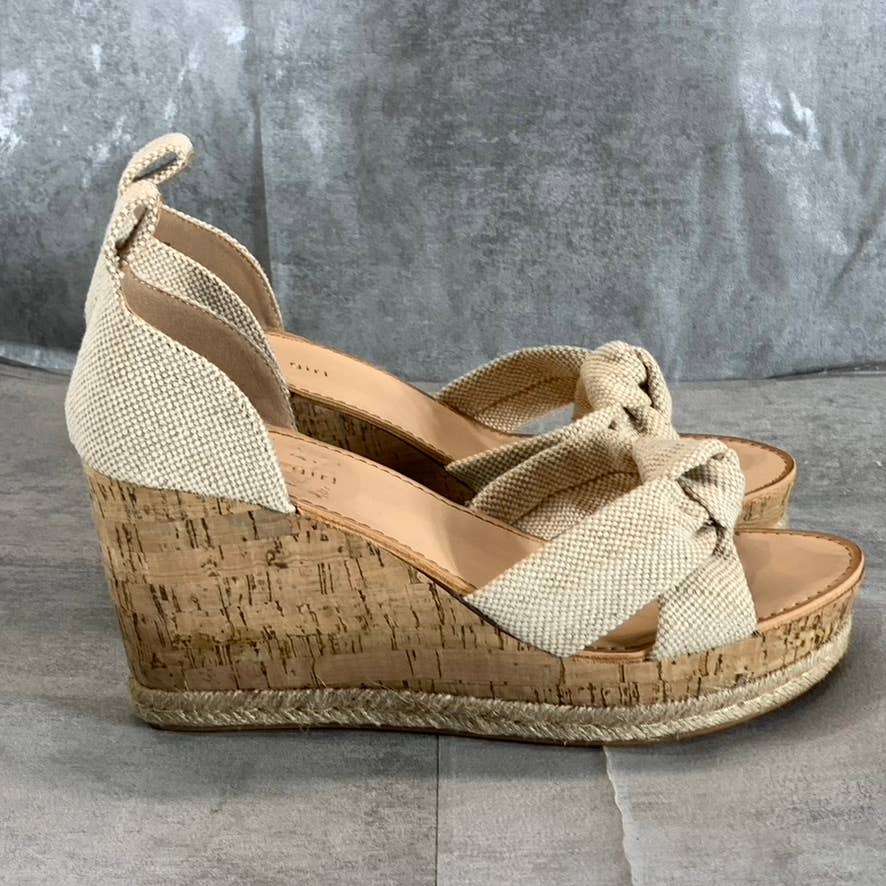 MADDEN GIRL Women's Oatmeal Multi Colette Open-Toe Wedge Platform Sandals SZ 9.5