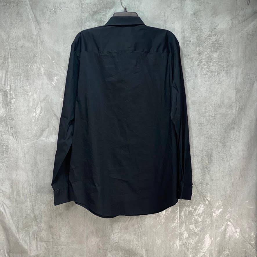 ALFANI Solid Black Slim Fit 2-Way Stretch Performance Long Sleeve Dress Shirt  SZ XL