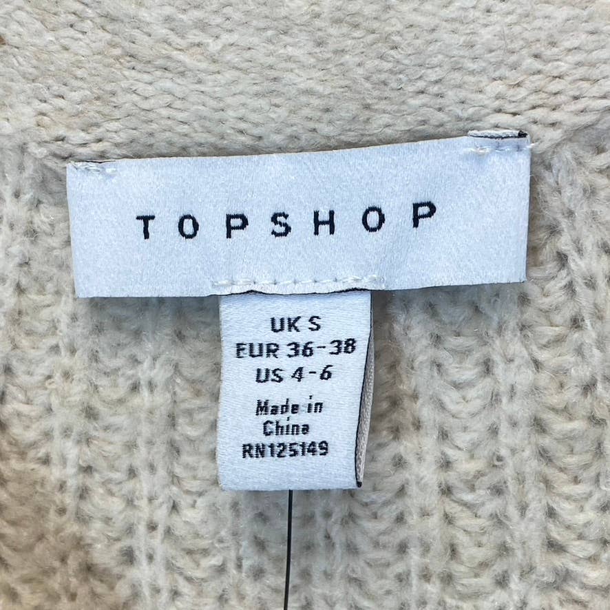 TOPSHOP Women's Nude Crewneck Knit Long Sleeve Pullover Crop Sweater SZ 4-6