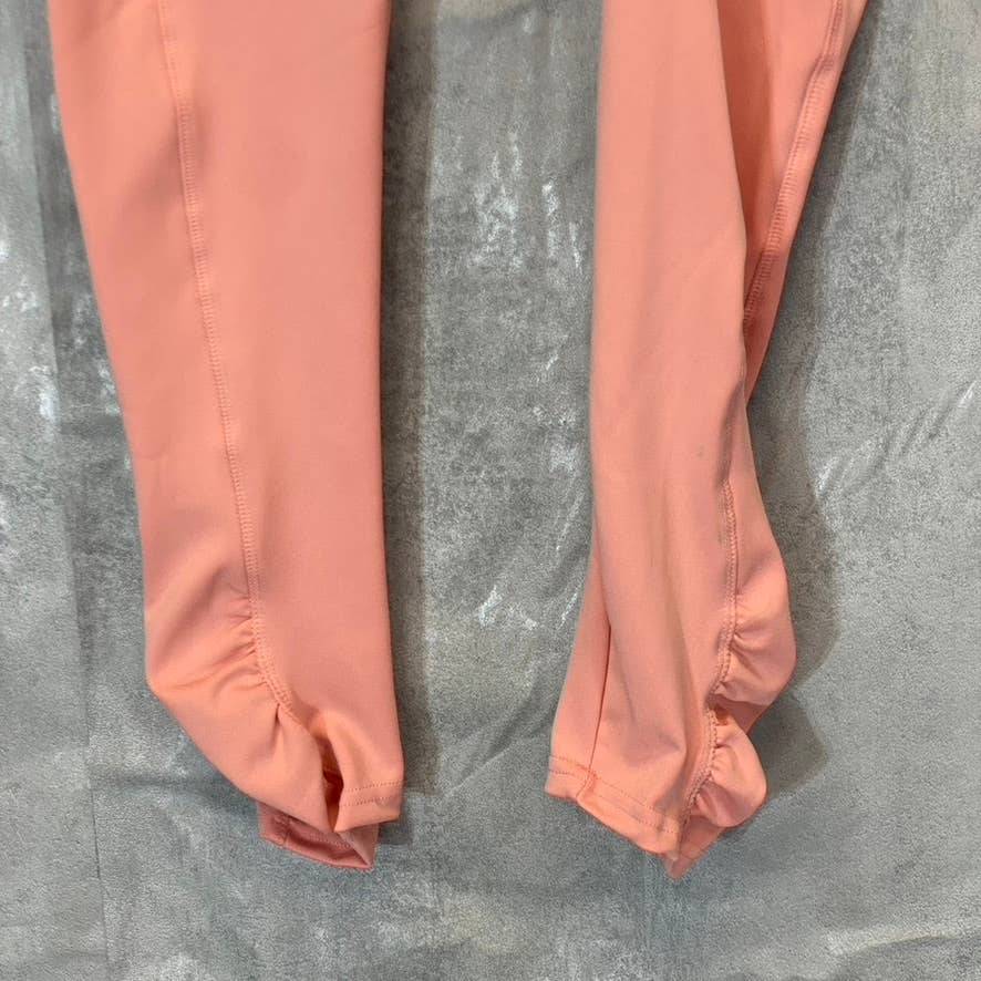 KAY UNGER Women's Peach Ruched Cuff High-Waist Media Pocket Pull-On Athletic Legging SZ M