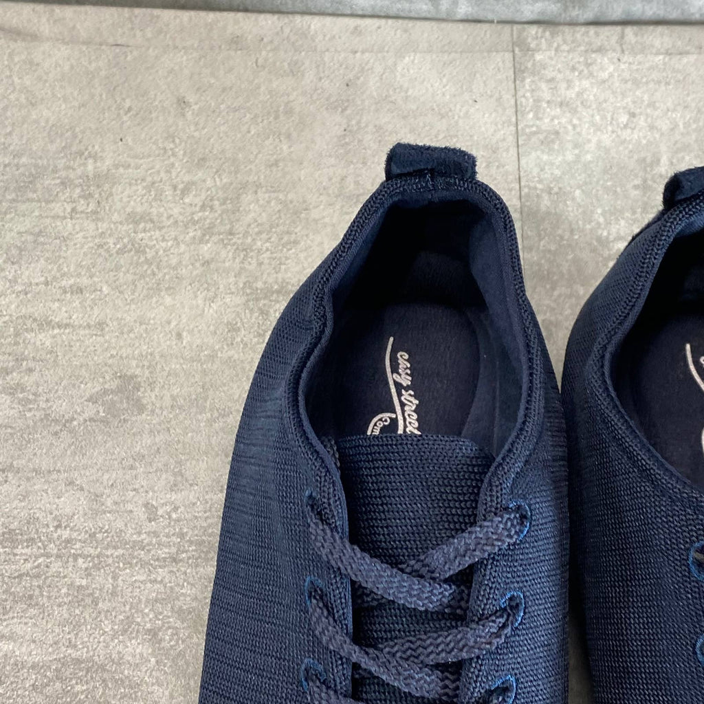 EASY STREET Women's Navy Command Knit Lace-Up Sneakers SZ 8.5