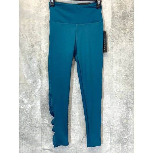 KAY UNGER Women's Teal Mesh Leg Stretch High-Waist Pull-On Athletic Leggings SZ S