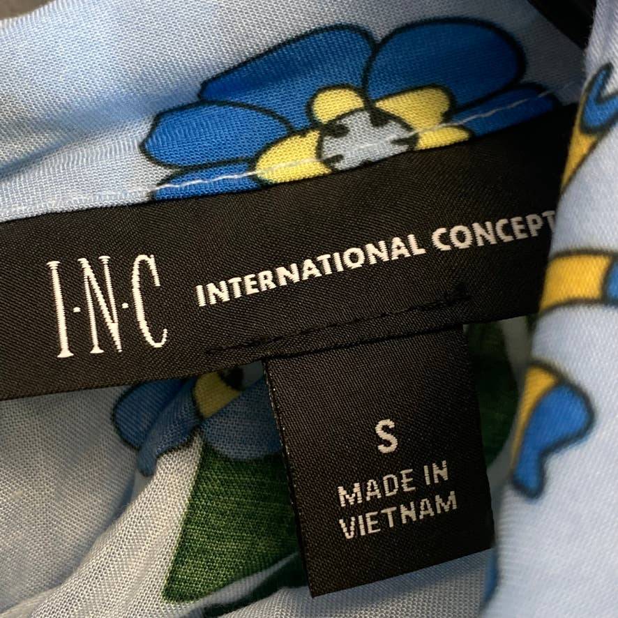 INC INTERNATIONAL CONCEPTS Women's Mabel Bouquet Printed Mock Neck Ruffled Top SZ S