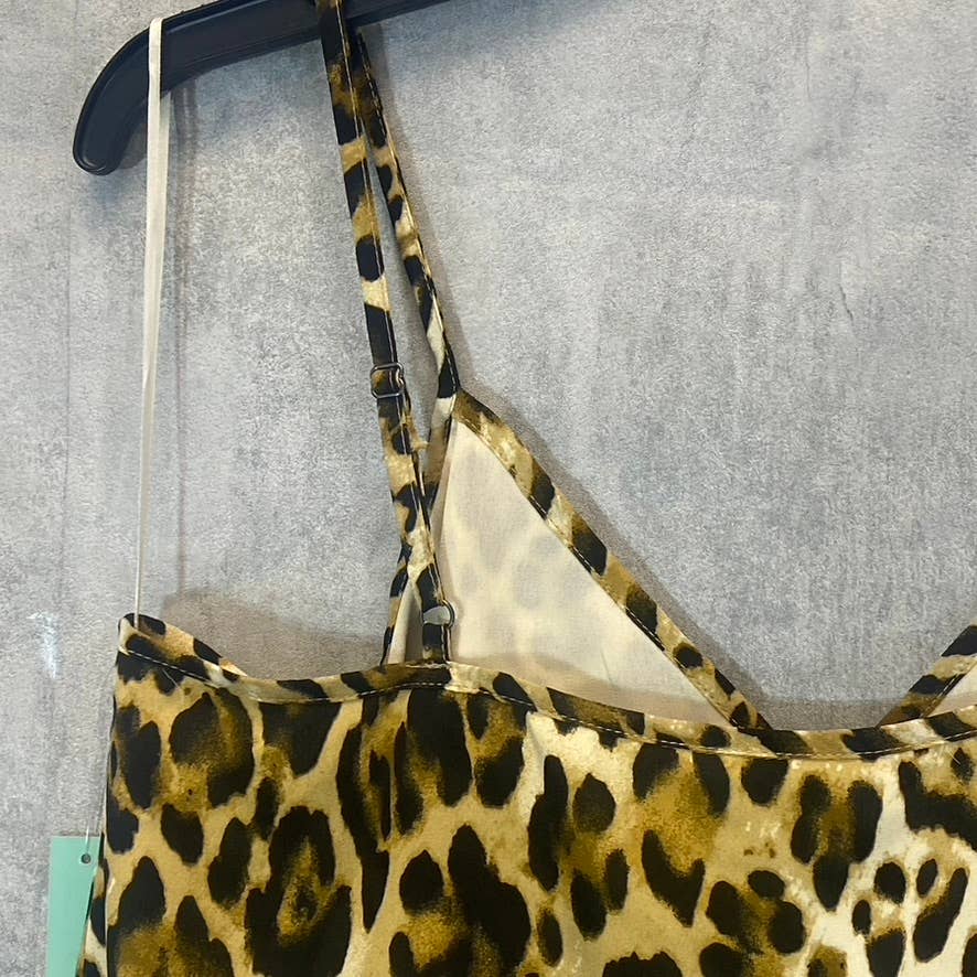 ABOUND Women's Tan Leopard Printed V-Neck Adjustable Straps Camisole SZ M