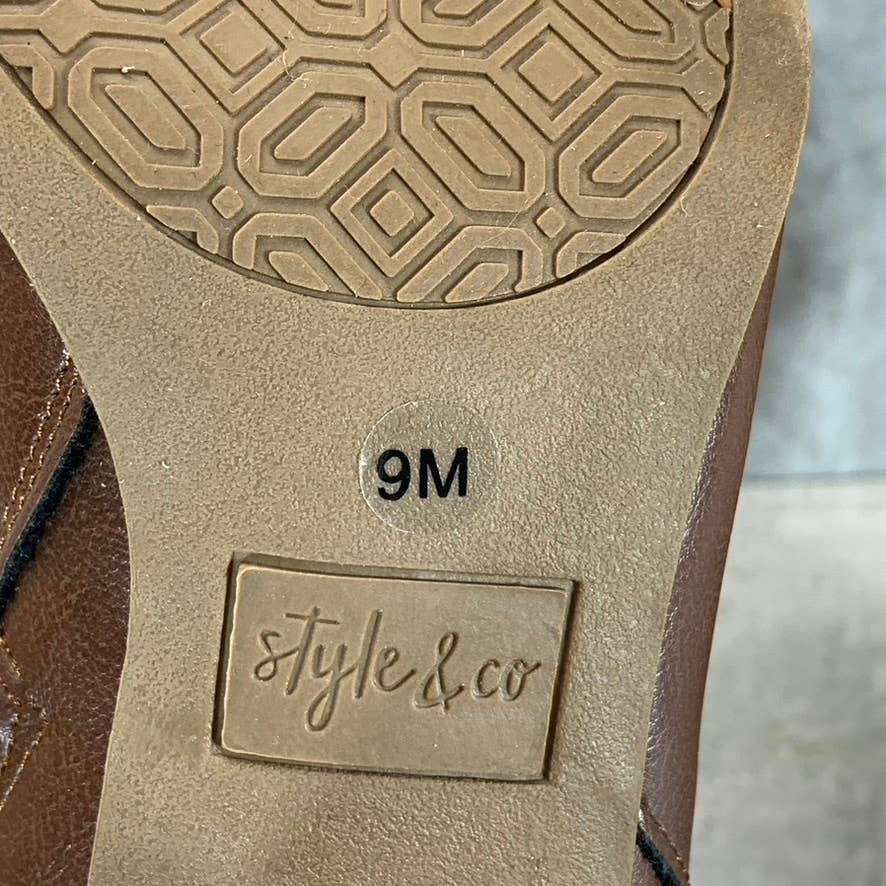 STYLE & CO Women's Brown Saraa Round-Toe Block-Heel Mid-Shaft Boots SZ 9