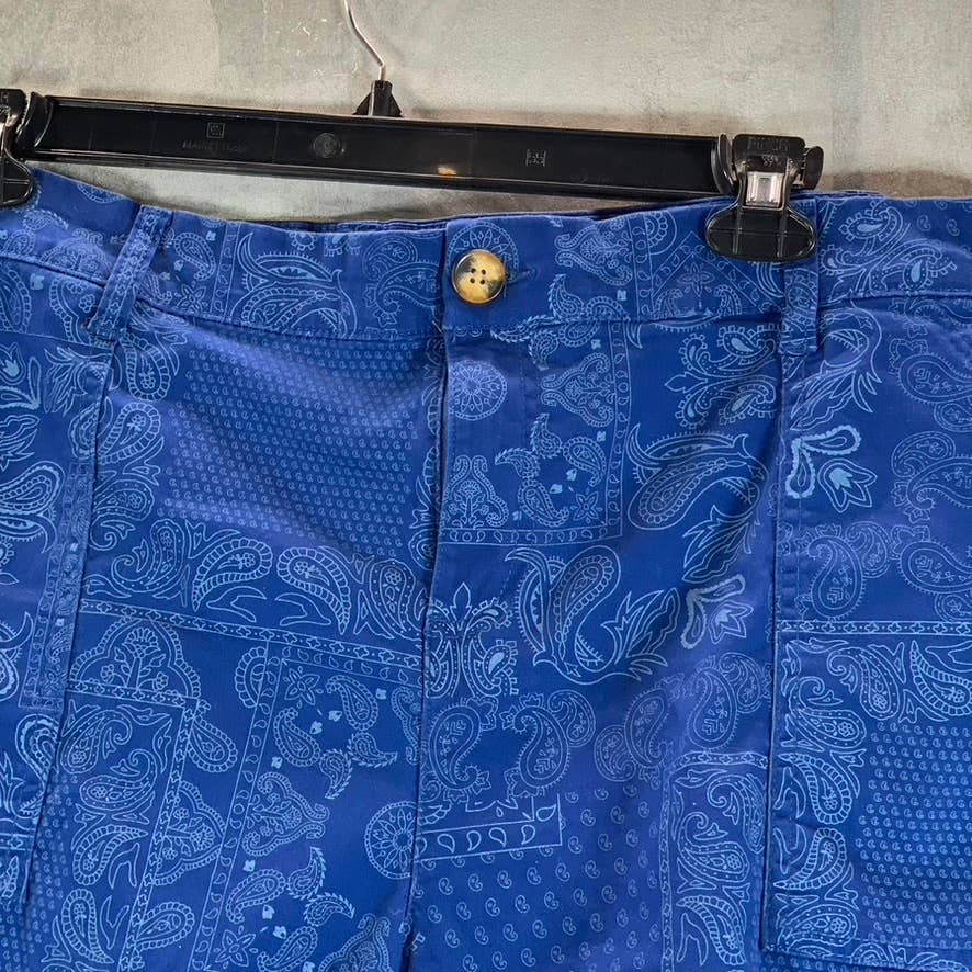 STYLE & CO Women's Paisley Blue Mid-Rise Roll-Cuff Bermuda Shorts SZ 18