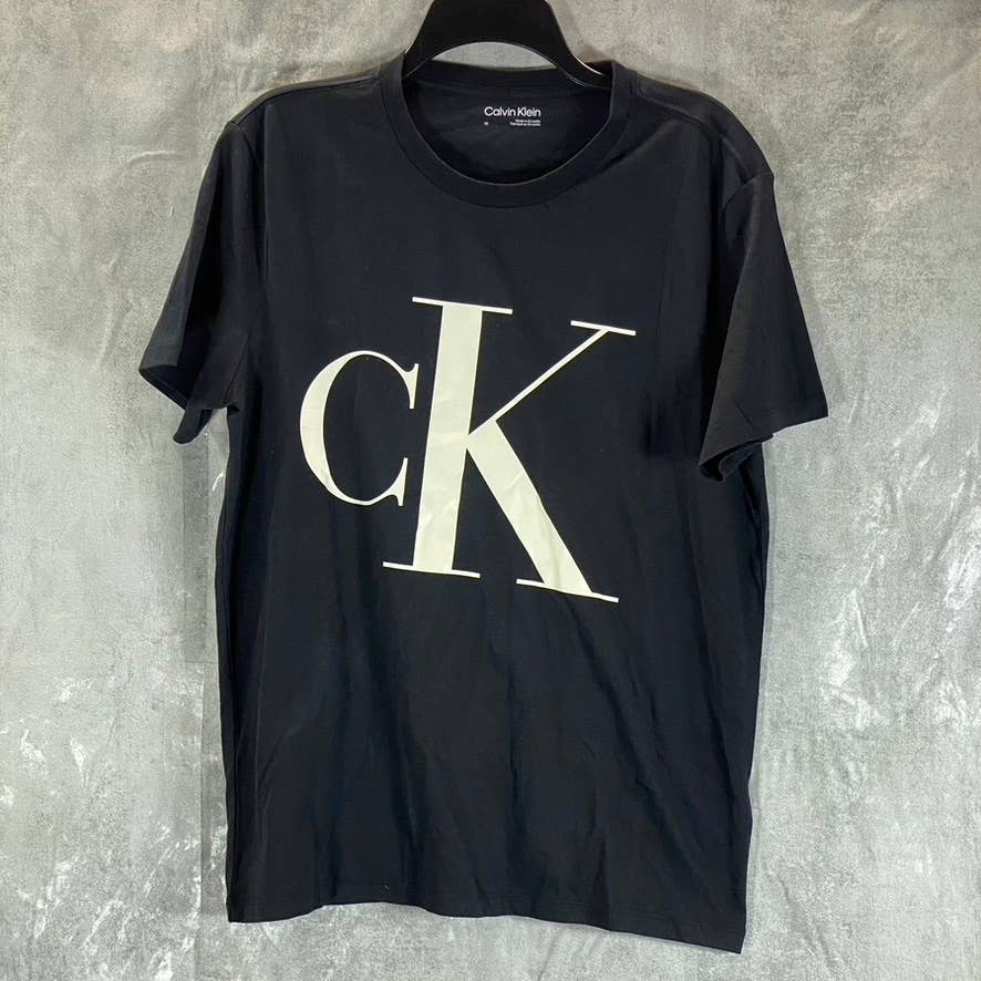 CALVIN KLEIN Men's Black Beauty Monogram Logo Graphic Crewneck T-Shirt SZ M