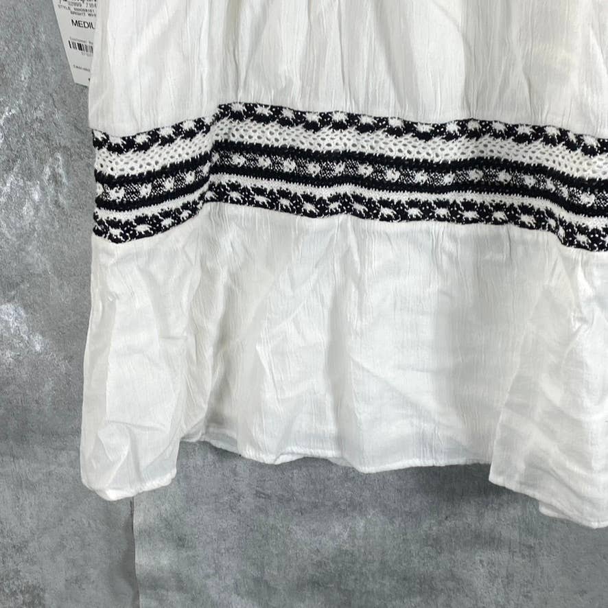 INC INTERNATIONAL Women's Bright White V-Neck 3/4 Bell Sleeve Mini Dress SZ M