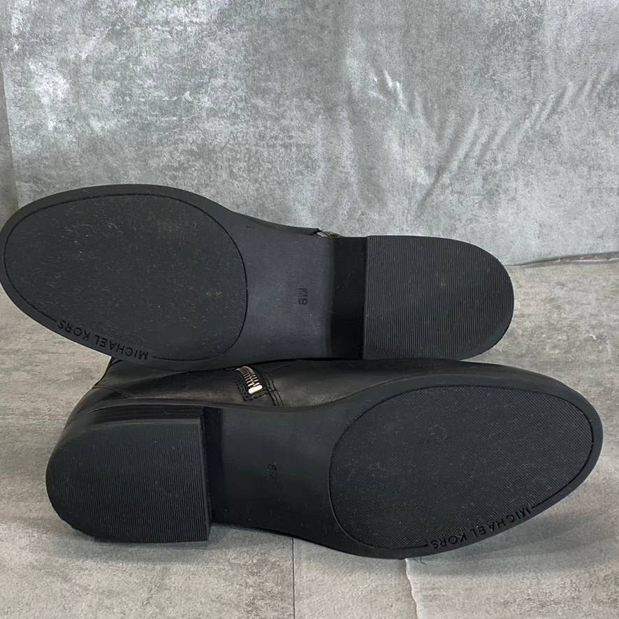 MICHAEL MICHAEL KORS Women's Black Leather Padma Strapped Block-Heel Booties SZ8