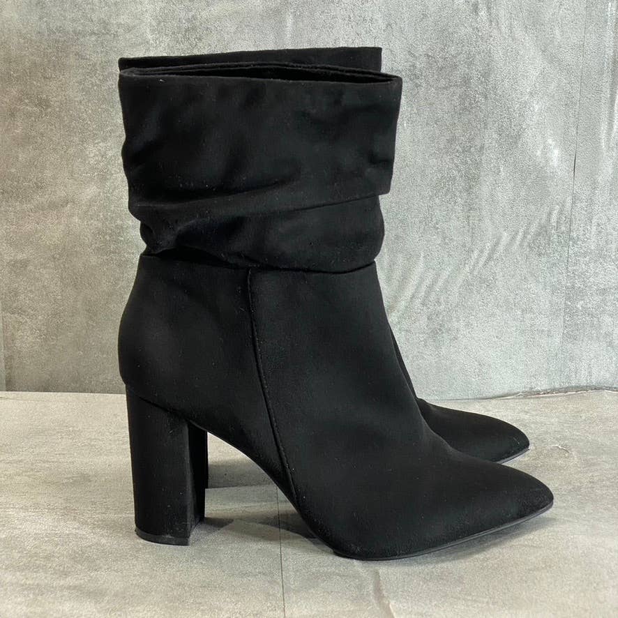 ZIGI SOHO Women's Black Saray Pointed-Toe Block-Heel Slouchy Pull-On Boots SZ8.5