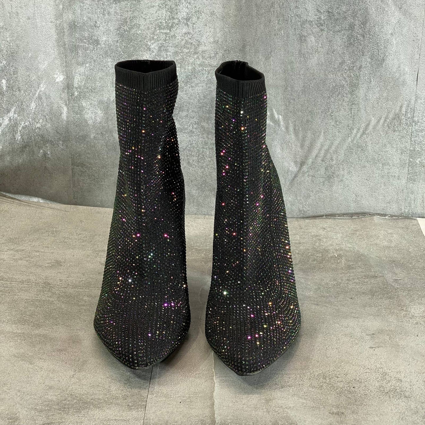 WILD PAIR Women's Pewter Bling Baybe Rhinestone Embellished Sock Booties SZ 9