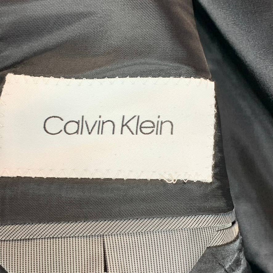 CALVIN KLEIN Men's Black Textured Long Slim-Fit Two-Button Suit Jacket SZ 40L