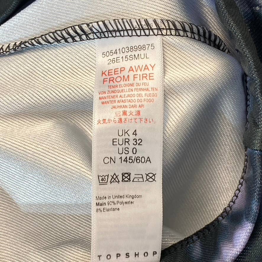 TOPSHOP Women's Petite Black/Purple Tie-Dye Wide Leg Pull-on Pants SZ 0