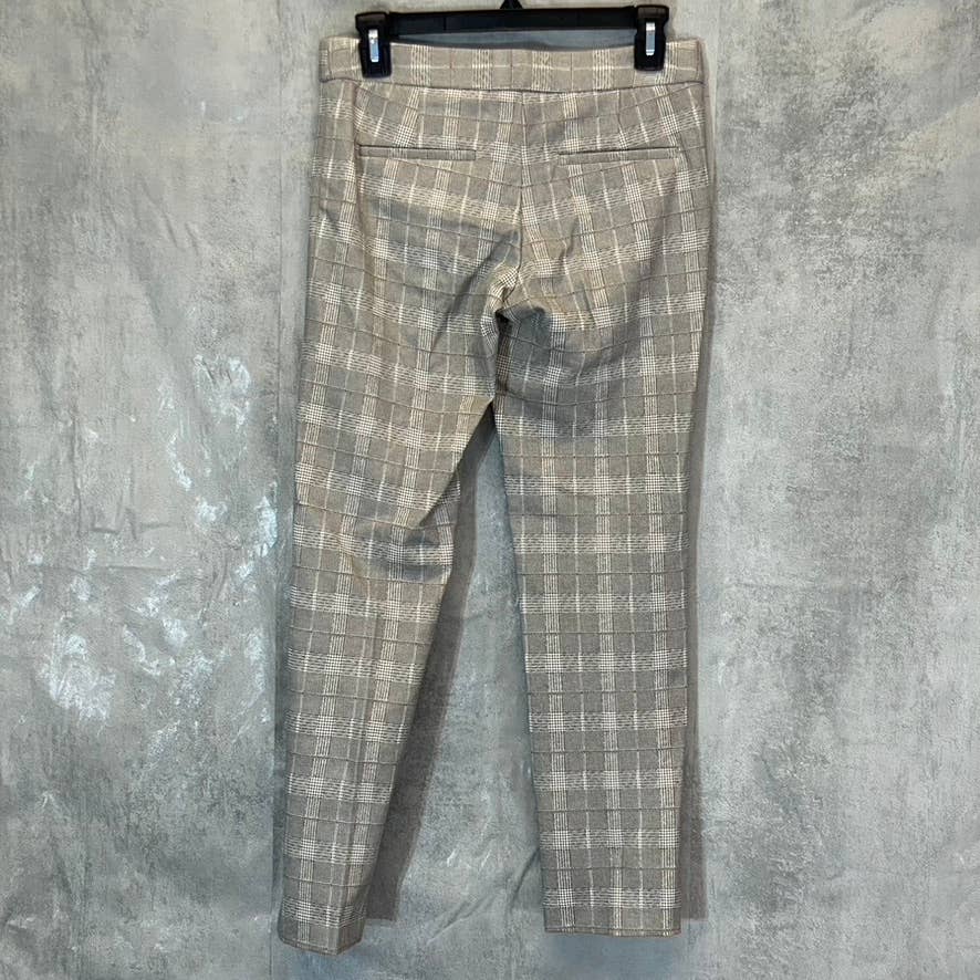 AMANDA & CHELSEA Women's Grey-Pink Plaid Slim Straight Pants SZ 0