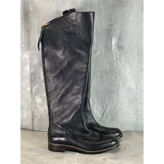 FRANCO SARTO Women's Black Leather Meyer Back-Zipper Block-Heel Tall Boots SZ 5