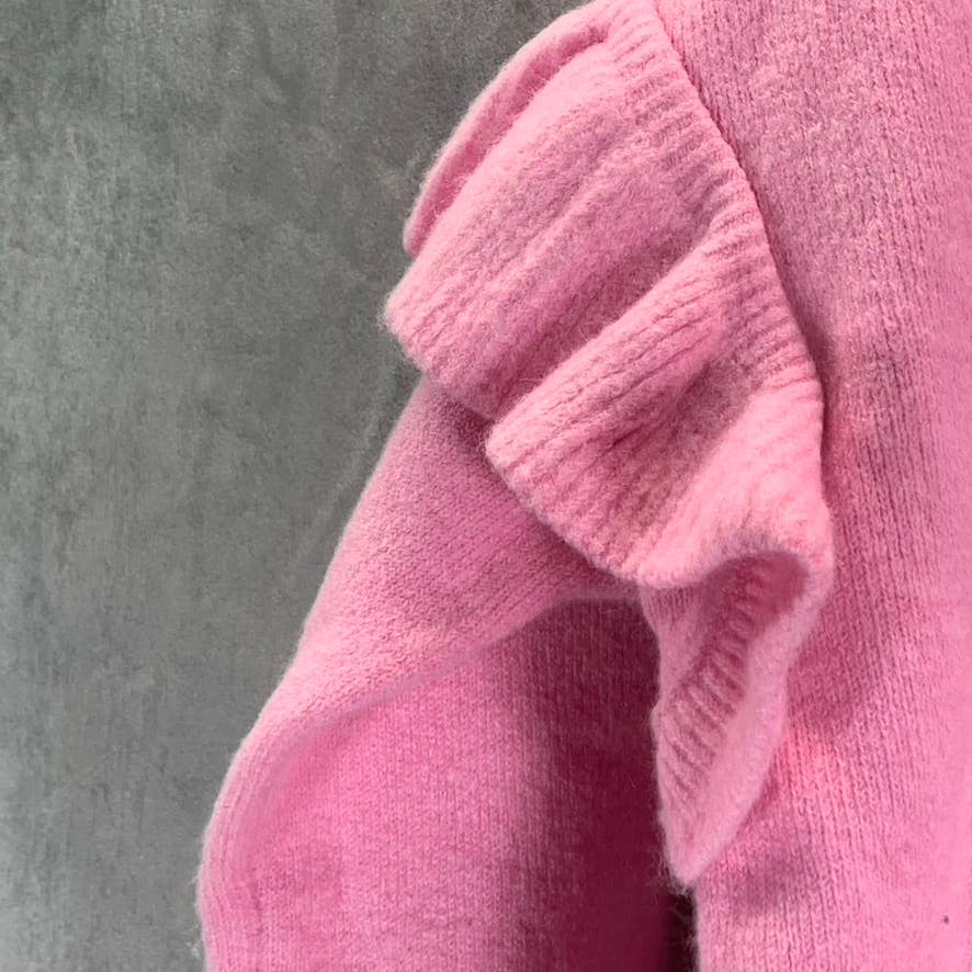 INC INTERNATIONAL Women's Pink Ruffle Shoulder Pullover Crewneck Sweater SZ L