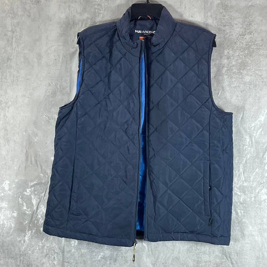 HAWKE & CO Men's Navy Quilted Lightweight Water-Resistant Vest SZ L