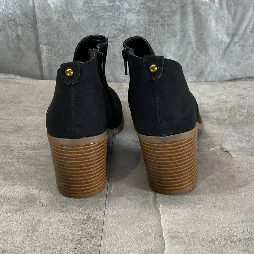 STYLE & CO Women's Black Felaa Asymmetrical Round-Toe Block-Heel Booties SZ 7