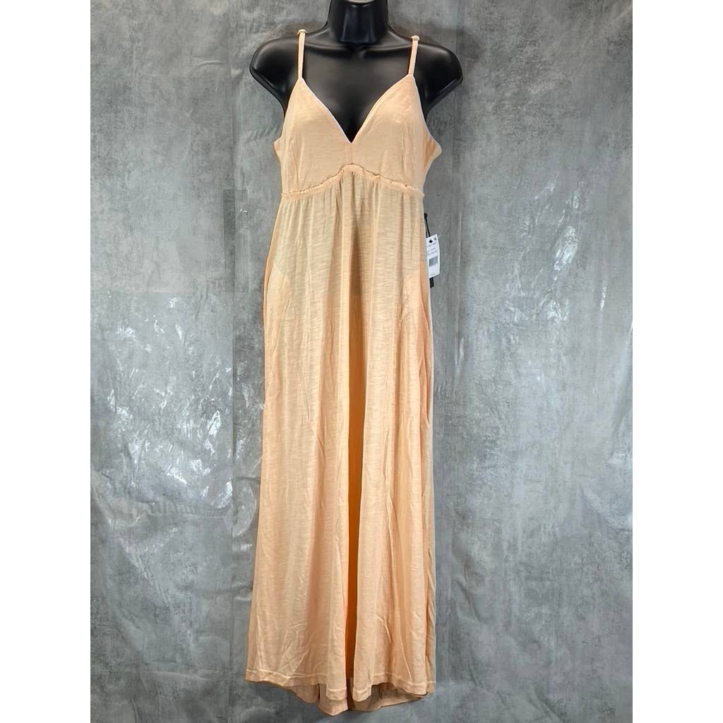 BLACK TAPE Women's Peach Twist V-Neck Textured Empire-Waist Midi Dress SZ L