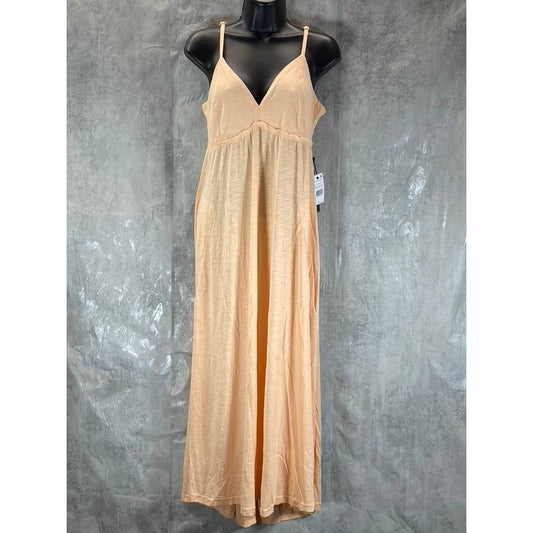 BLACK TAPE Women's Peach Twist V-Neck Textured Empire-Waist Midi Dress SZ L