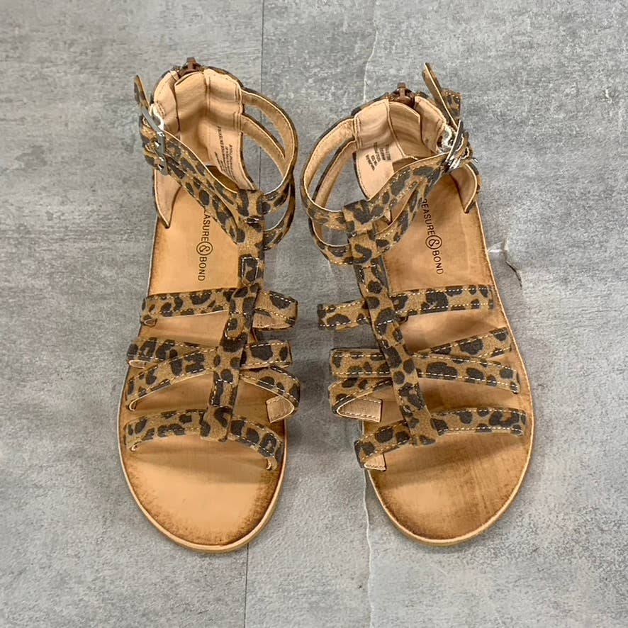 TREASURE & BOND Girl's Tan/Brown Cheetah-Print Alana Gladiator Sandals SZ 13