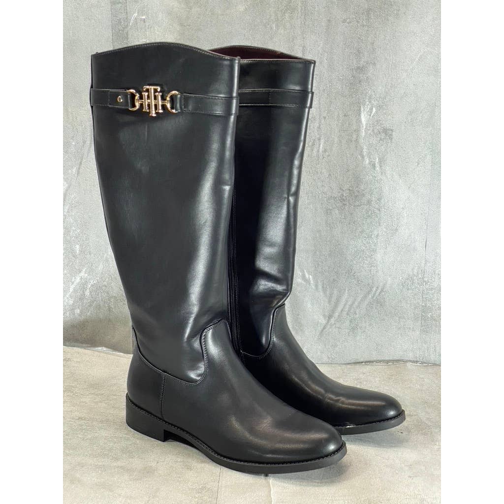 TOMMY HILFIGER Women's Black Inezy Almond-Toe Block-Heel Tall Riding Boots SZ 10