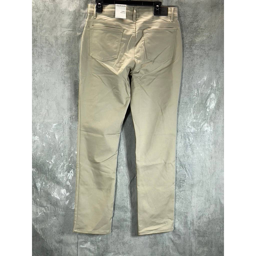 CALVIN KLEIN Men's Plaza Taupe Move 365 Slim-Fit Performance Stretch Pants SZ 33