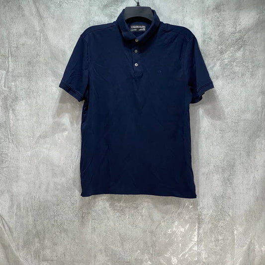 CALVIN KLEIN Navy Liquid Touch Polo Short Sleeve Shirt SZ M