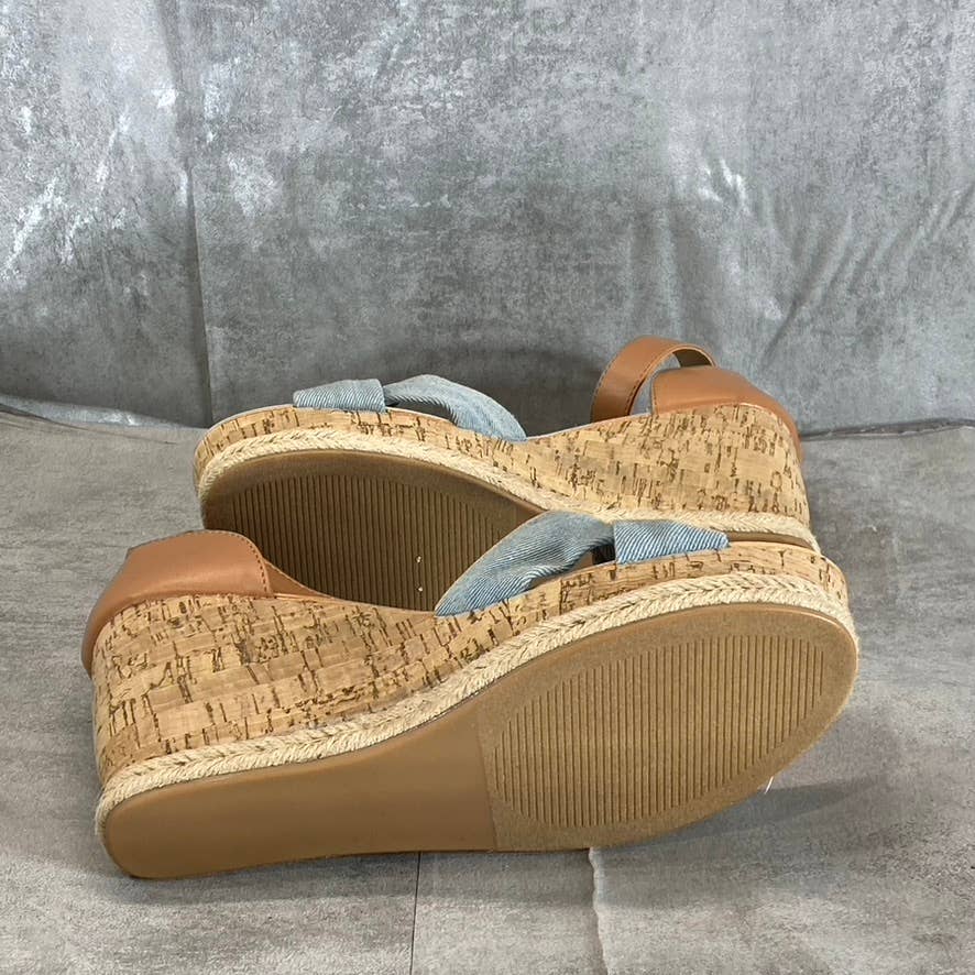 MADDEN GIRL Women's Denim Multi Colette Ankle-Strap Wedge Platform Sandals SZ 10