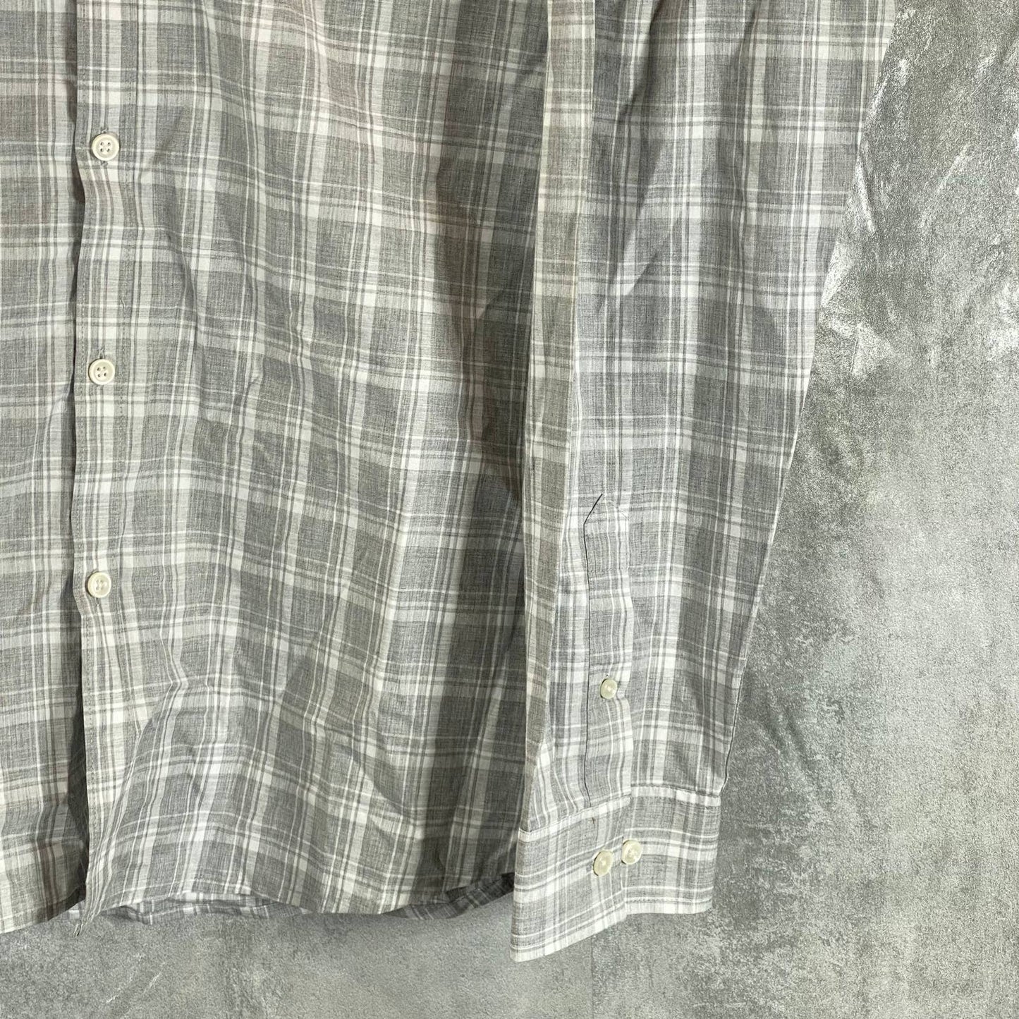 ALFANI Men's Grey Heather Caro Plaid Classic-Fit Long-Sleeve Button-Up Shirt SZL