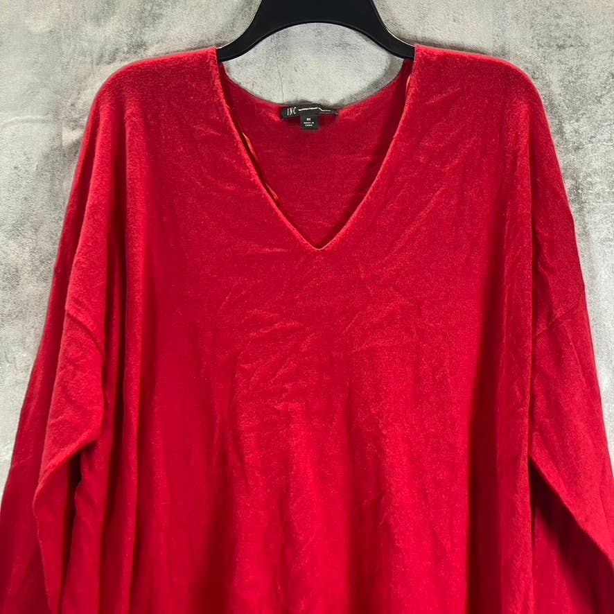 INC INTERNATIONAL CONCEPTS Women's Plus Real Red V-Neck Hi-Low Hem Pullover SZ0X