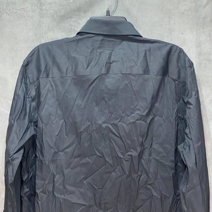 ALFANI Dark Grey Slim-Fit Stretch Solid Dress Shirt SZ L