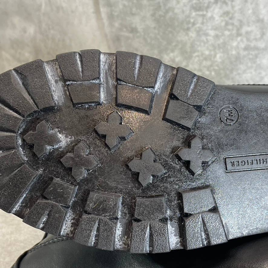 TOMMY HILFIGER Women's Black Melise Lug-Sole Combat Lace-Up Boots SZ 7