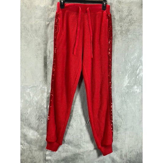 INC INTERNATIONAL CONCEPTS Red Sequin-Stripe Sweater-Knit Drawstring Jogger Pant