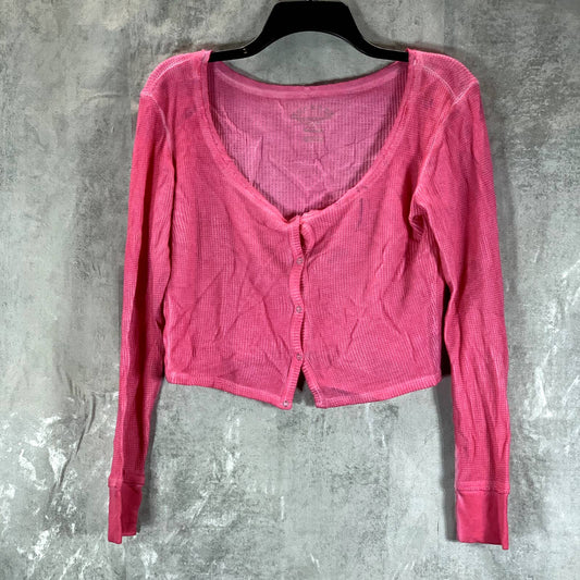 SUNDWOWN By Splendid Juniors' Hot Pink Solana Thermal Ribbed-Edge Top SZ M