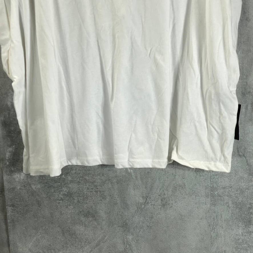 INC INTERNATIONAL Women's Bright White Crewneck Roll-Tab Oversized T-Shirt SZ2XL